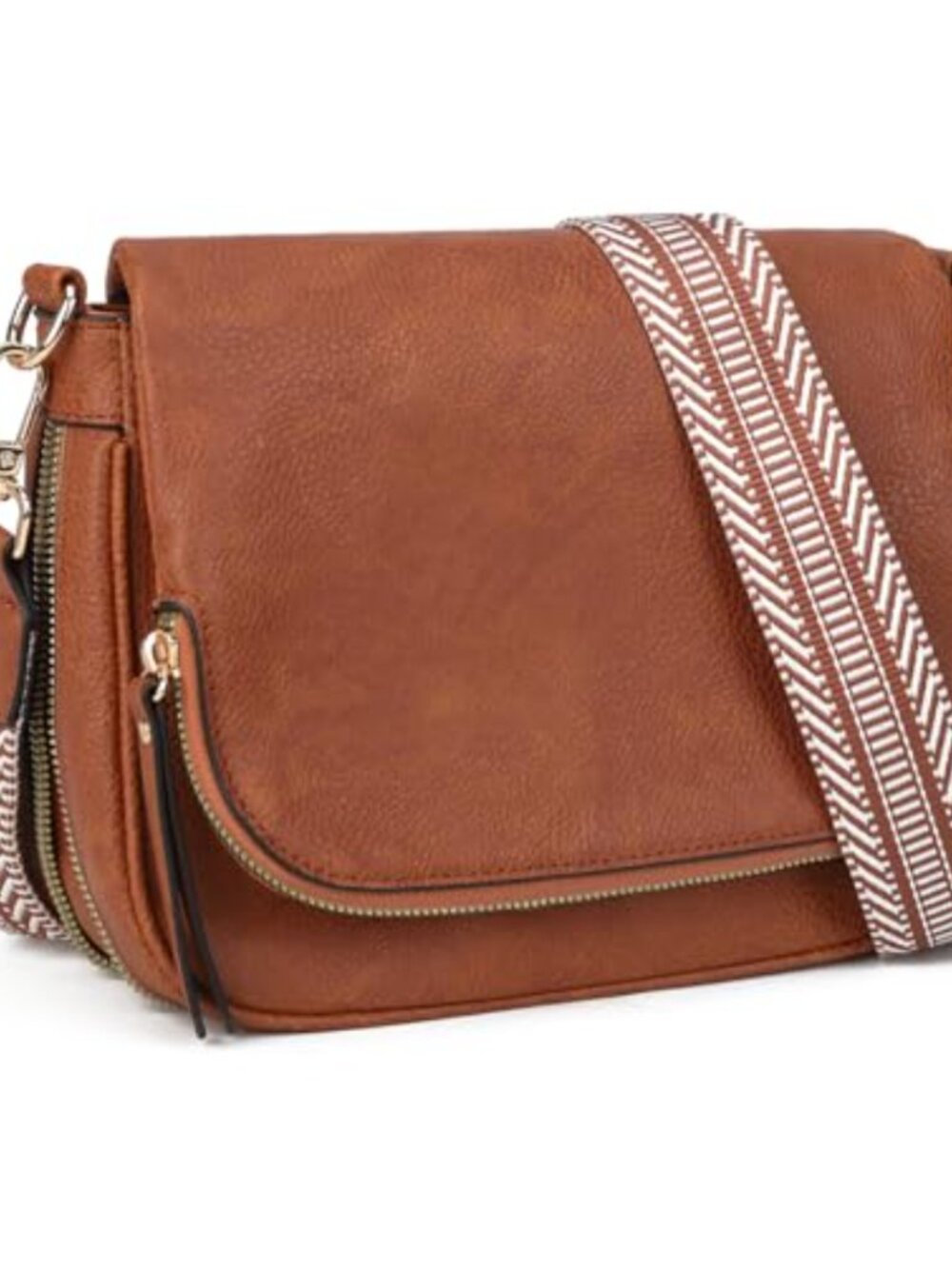 Small PU Leather Crossbody Bag with Multi Pockets & Adjustable Strap